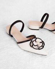 Giày Sandal Hạnh Dung Bít Mũi Hoa Ngọc Trai HD1133AV