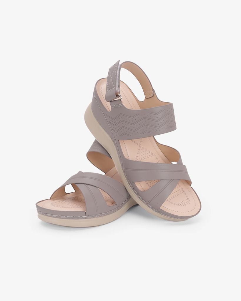 Sandal Đế Xuồng Hạnh Dung Quai Chéo Dập Vân HD0333AC