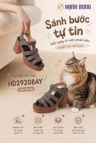 Sandal Cao Gót Hạnh Dung Quai Chiến Binh HD29208AY