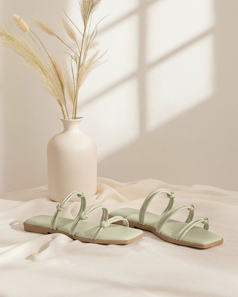 Dép Xẹp Hạnh Dung Ba Quai Mảnh Thắt Nút HD27329BI