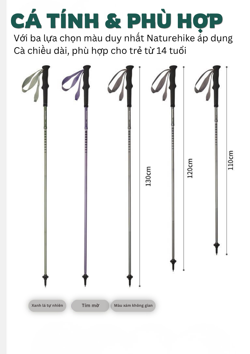 Naturehike CNK2450DS016 - Gậy Treking/Trail siêu nhẹ với hợp kim nhôm 7075