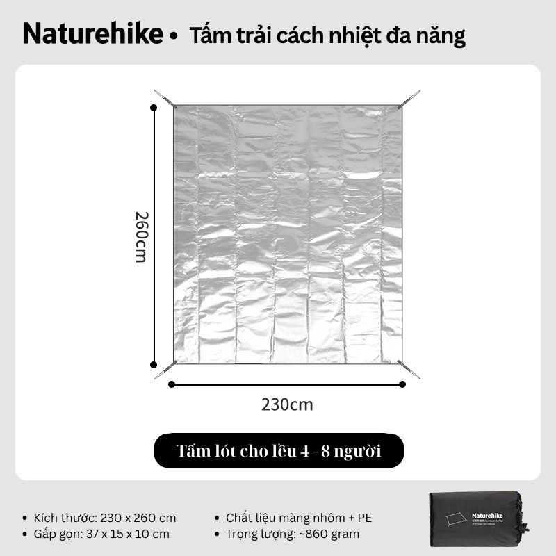 Tấm cách nhiệt đa năng Naturehike NH20FCD03 - Lót lều, Thảm Picnic, Hiên che nắng