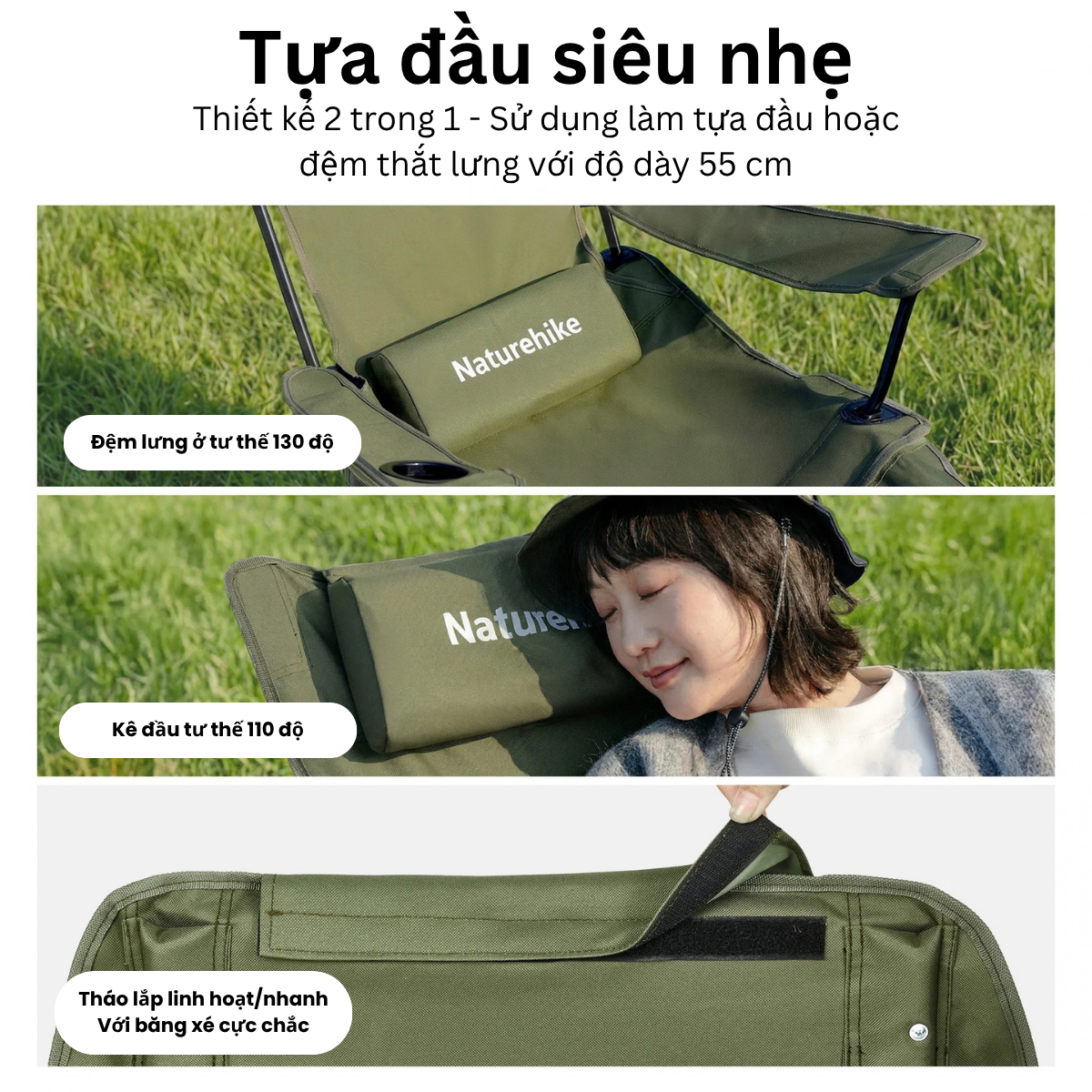 Naturehike CNK2550JJ019 ghế ngồi cắm trại với tư thế nằm thư giãn cao nhất