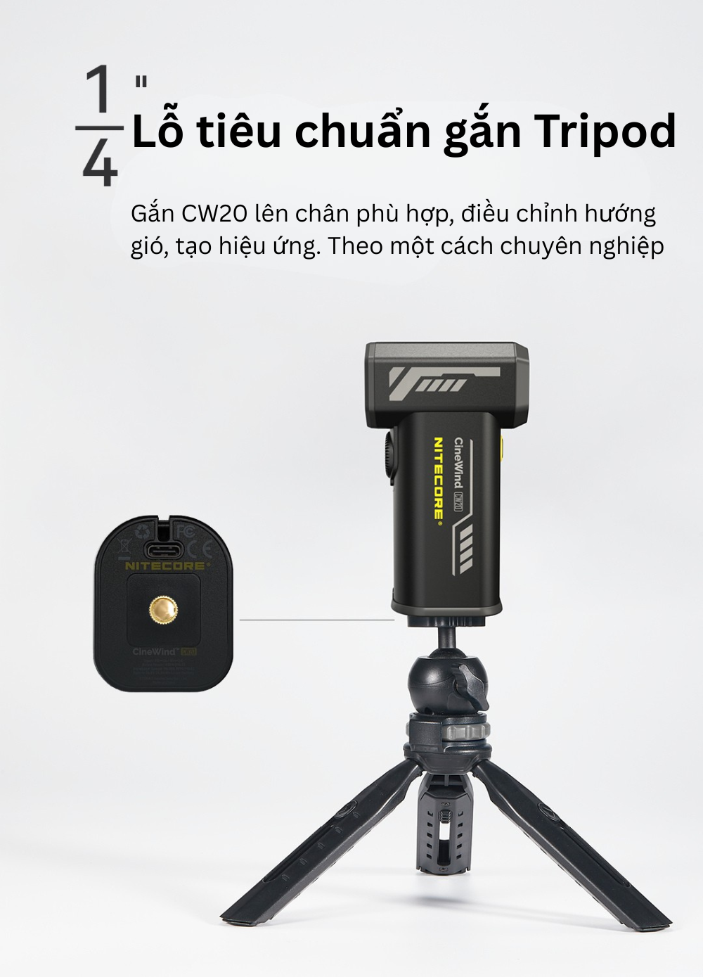 Quạt cầm tay làm mát, tạo gió Nitecore CineWind CW20