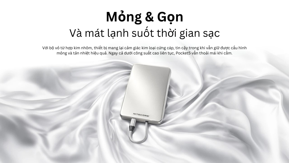 Pin sạc dự phòng Nitecore Pocket5 siêu mỏng - Với chuẩn PD/QC3.0