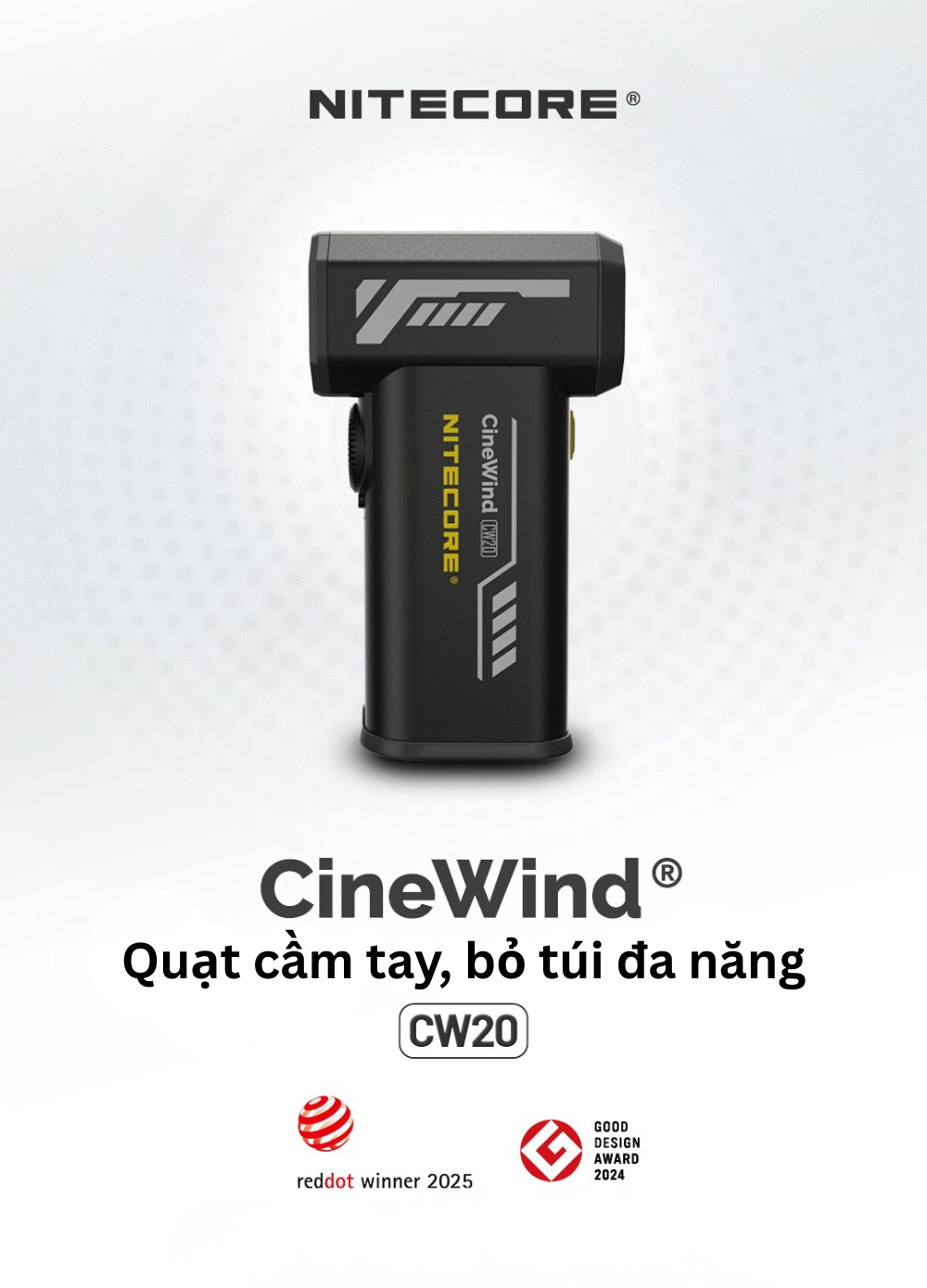 Quạt cầm tay làm mát, tạo gió Nitecore CineWind CW20