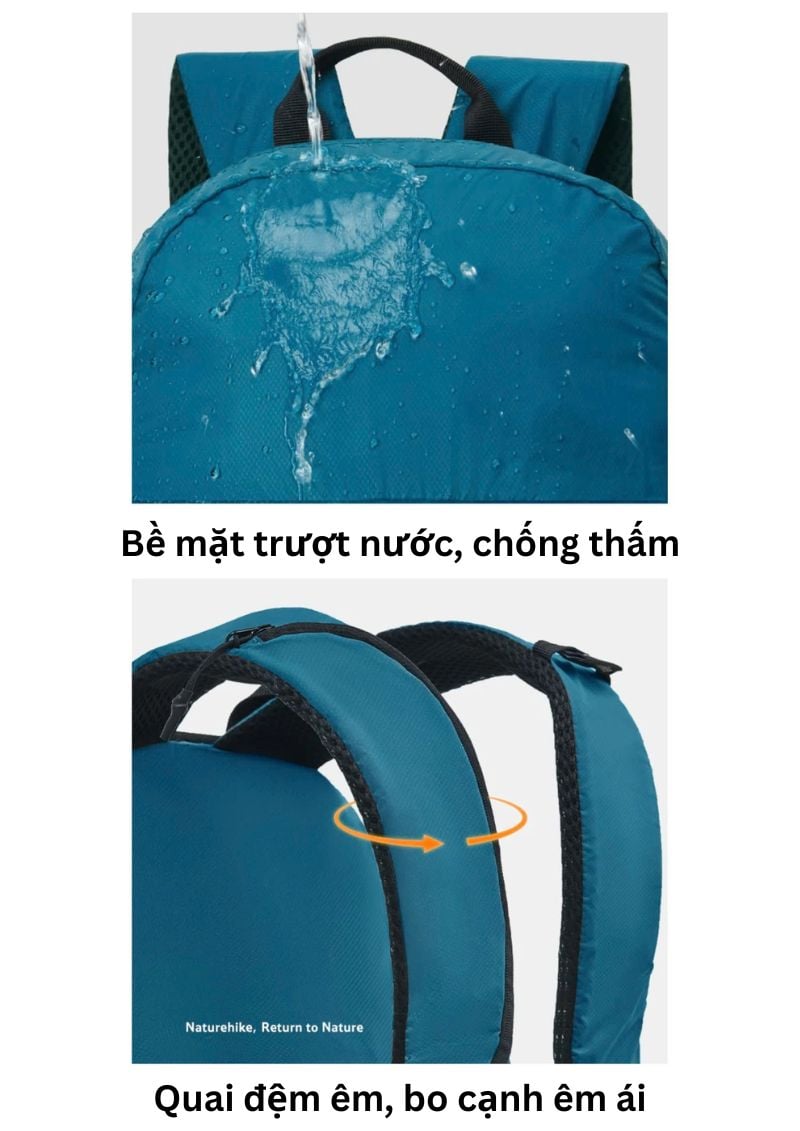 Naturehike NH17A012-B - Balo gấp gọn dã ngoại 25L tiện lợi