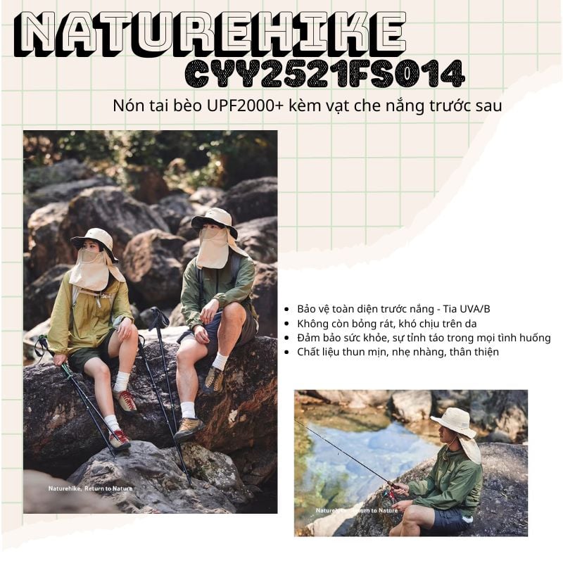 Mũ tai bèo Naturehike CYY2521FS014 cùng vạt che nắng trước sau
