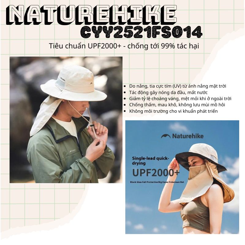 Mũ tai bèo Naturehike CYY2521FS014 cùng vạt che nắng trước sau