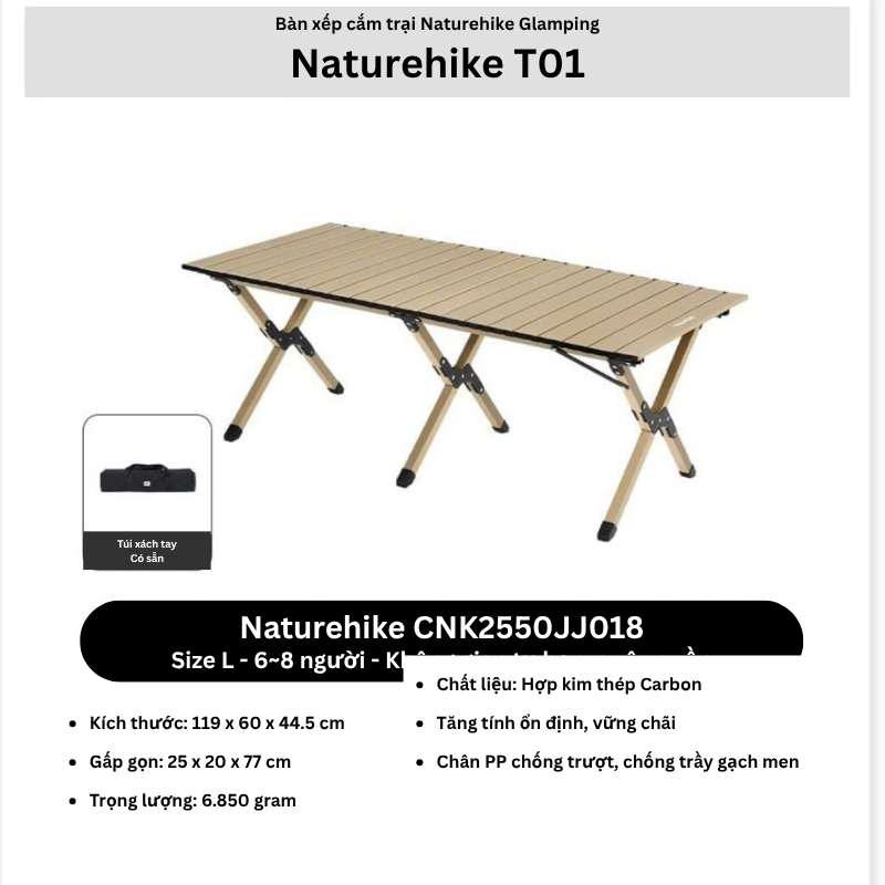 Naturehike CNK2550JJ018 - Bàn xếp cắm trại đơn giản, ứng dụng đa năng