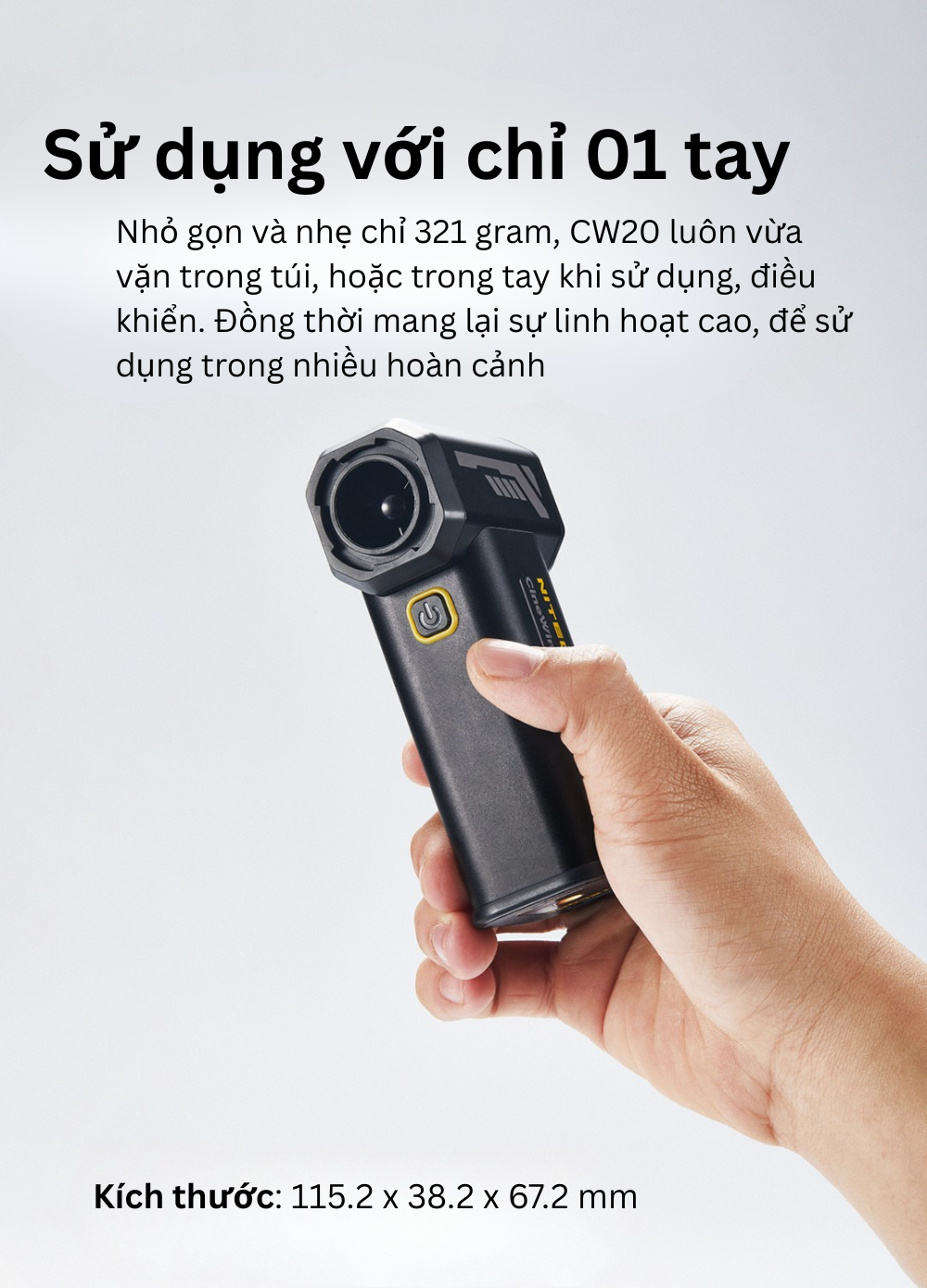 Quạt cầm tay làm mát, tạo gió Nitecore CineWind CW20