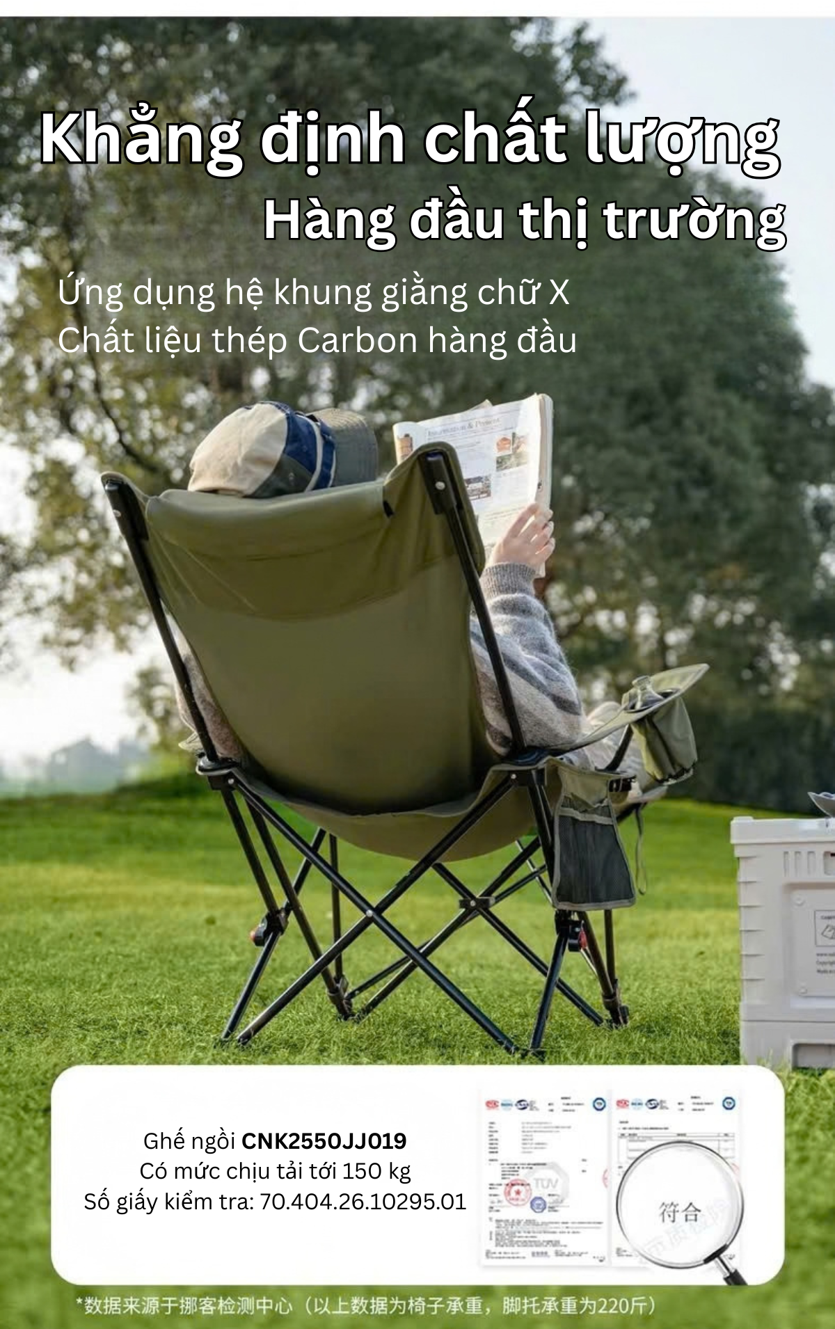 Naturehike CNK2550JJ019 ghế ngồi cắm trại với tư thế nằm thư giãn cao nhất