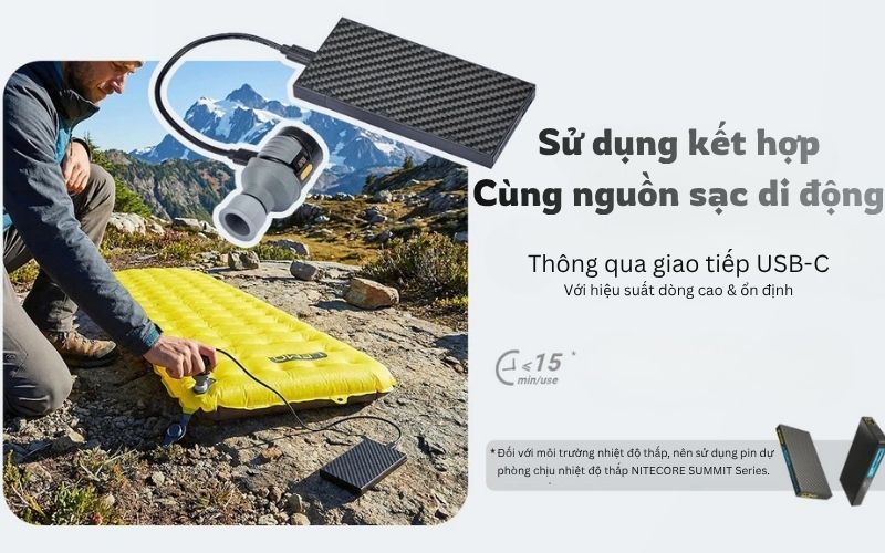 Nitecore AP01 - Bơm điện mini siêu nhỏ gọn, sử dụng với pin rời