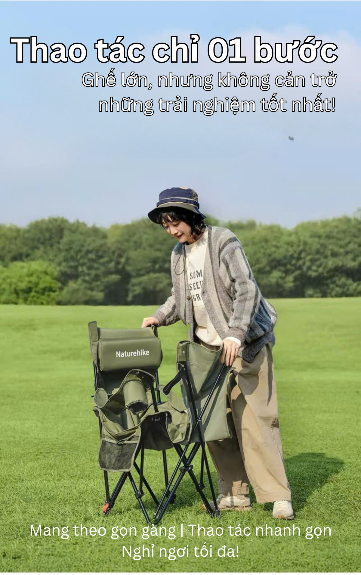 Naturehike CNK2550JJ019 ghế ngồi cắm trại với tư thế nằm thư giãn cao nhất