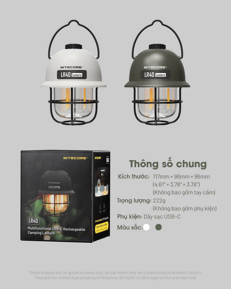 Nitecore LR40 - Đèn lều cắm trại với ánh sáng siêu đỉnh