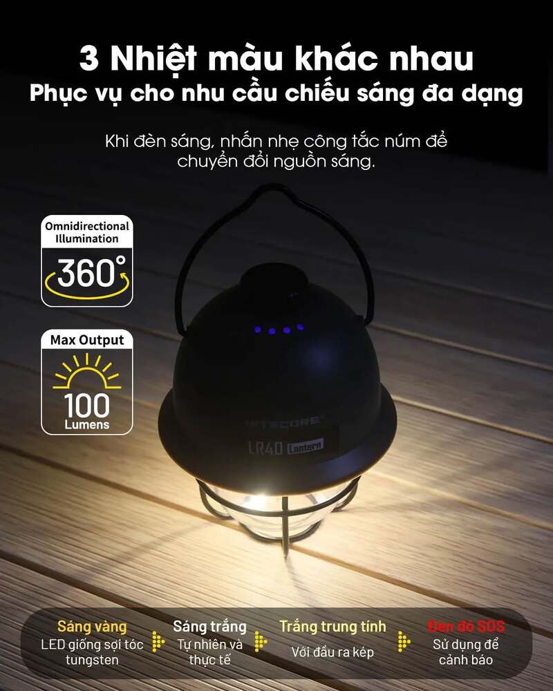 Nitecore LR40 - Đèn lều cắm trại với ánh sáng siêu đỉnh