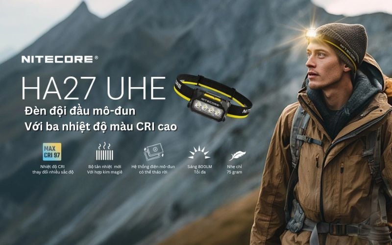 Đèn pin đội đầu Nitecore HA27 UHE - Đèn pin siêu sáng với khả năng thích nghi cao