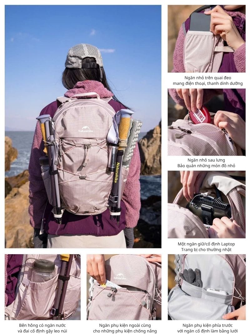 Balo leo núi gọn nhẹ Naturehike CNK2550XB016 - Balo đơn giản cho Tour leo núi