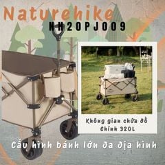 Naturehike NH20PJ009 - Xe kéo đồ cắm trại địa hình có khóa kim loại