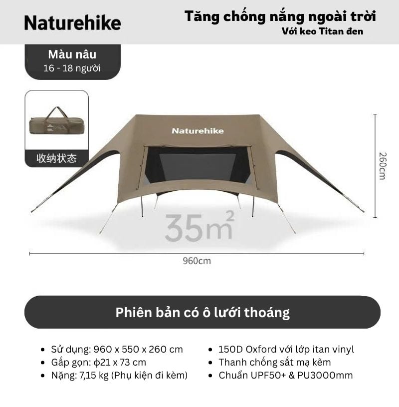 Naturehike CNK2650WS023 - Tăng trung tâm cắm trại cho 18 người