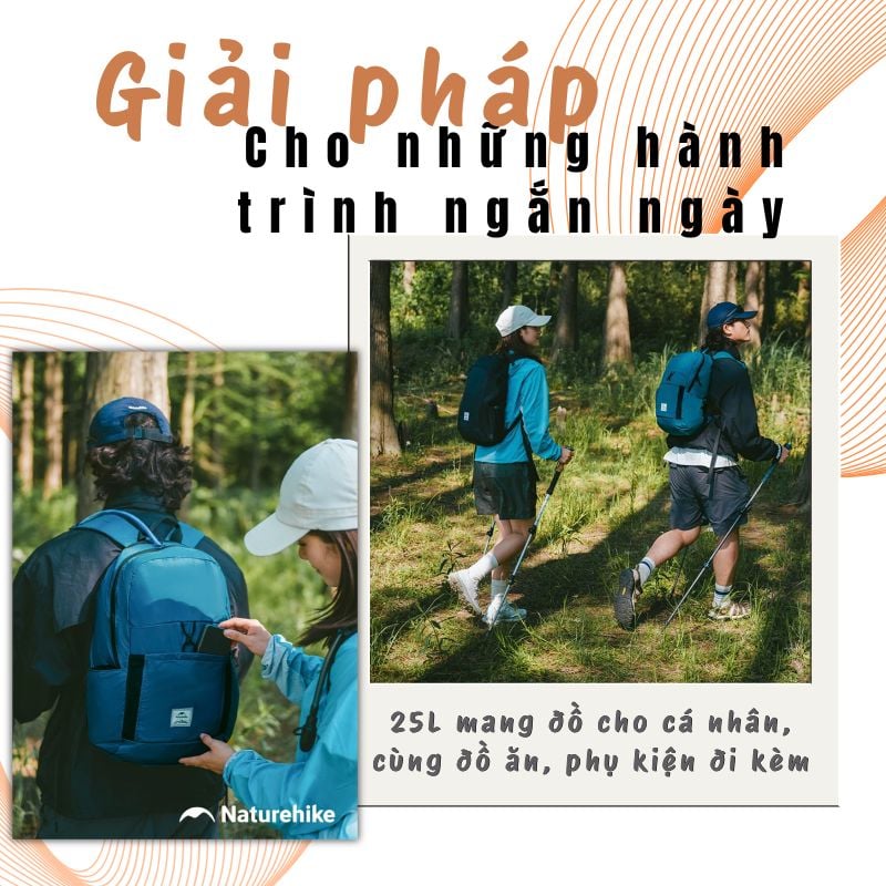 Naturehike NH17A012-B - Balo gấp gọn dã ngoại 25L tiện lợi