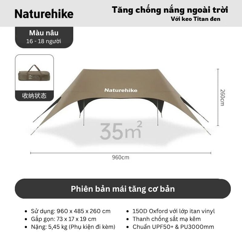 Naturehike CNK2650WS023 - Tăng trung tâm cắm trại cho 18 người