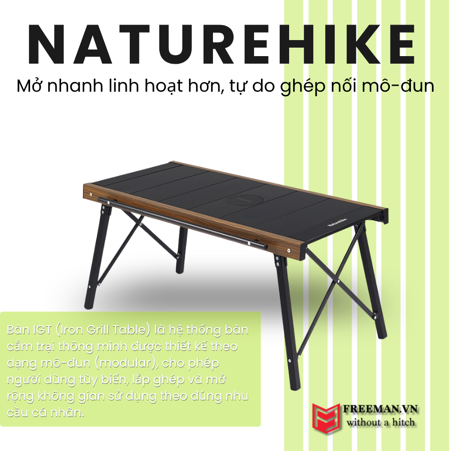 Naturehike CNK2300JJ016: Bàn xếp IGT cắm trại gia đình mở chân chỉ 5 giây