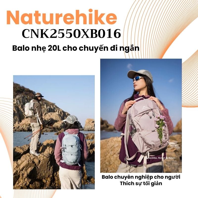 Balo leo núi gọn nhẹ Naturehike CNK2550XB016 - Balo đơn giản cho Tour leo núi