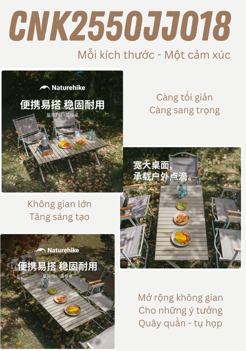 Naturehike CNK2550JJ018 - Bàn xếp cắm trại đơn giản, ứng dụng đa năng