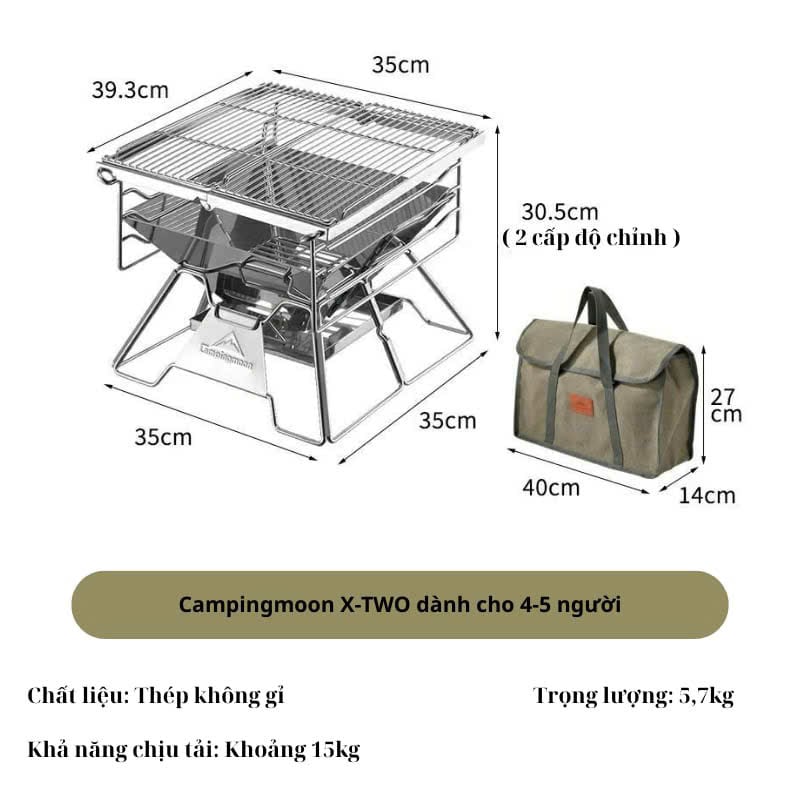Bếp nướng Campingmoon X-TWO dành cho 4-5 người