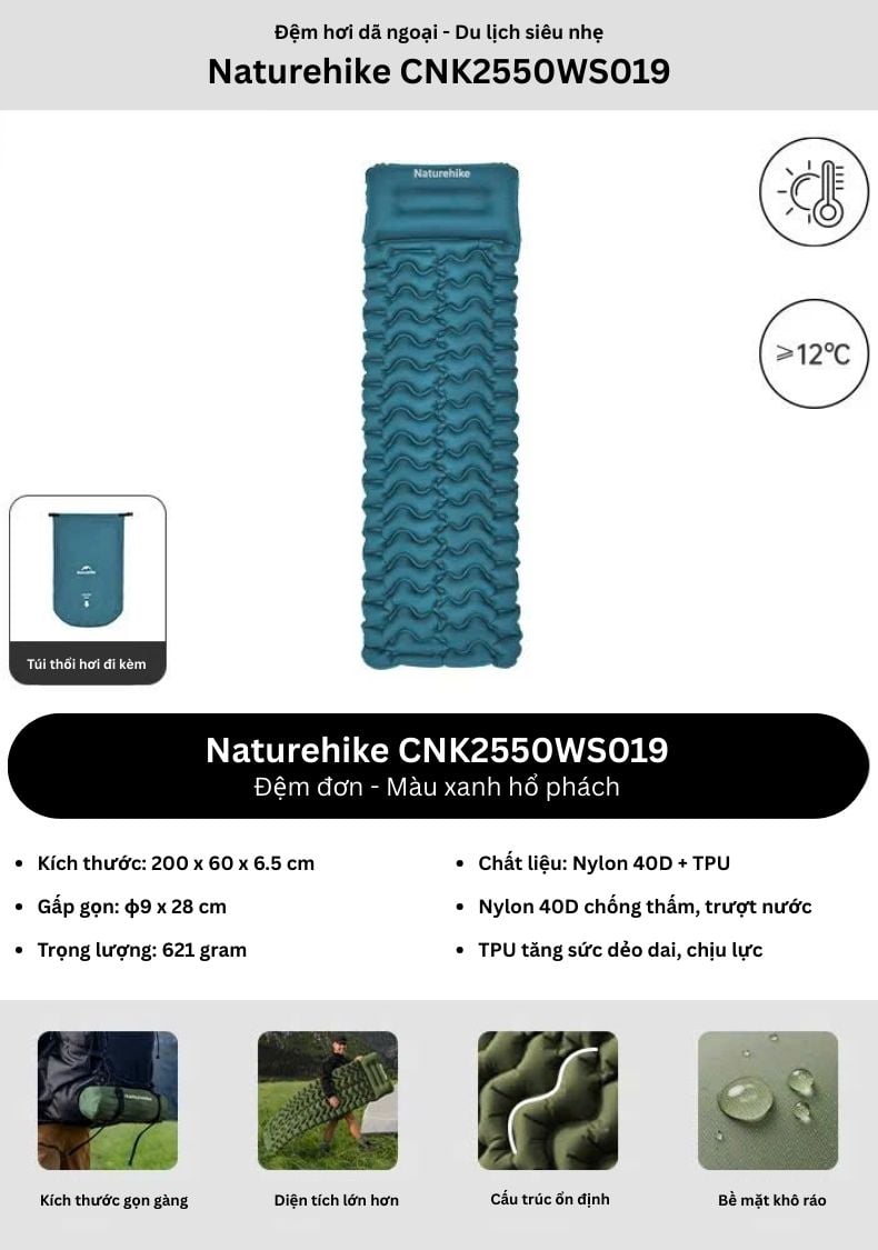 Đệm hơi cắm trại siêu nhẹ Naturehike CNK2550WS019 - FC01