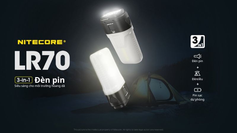 Đèn pin dã ngoại tính năng 2 trong 1 Nitecore LR70