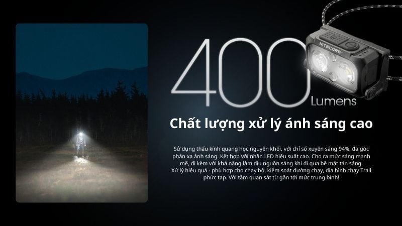 Đèn pin đội đầu Nitecore NU25 UL - Với dây đeo không trọng lực