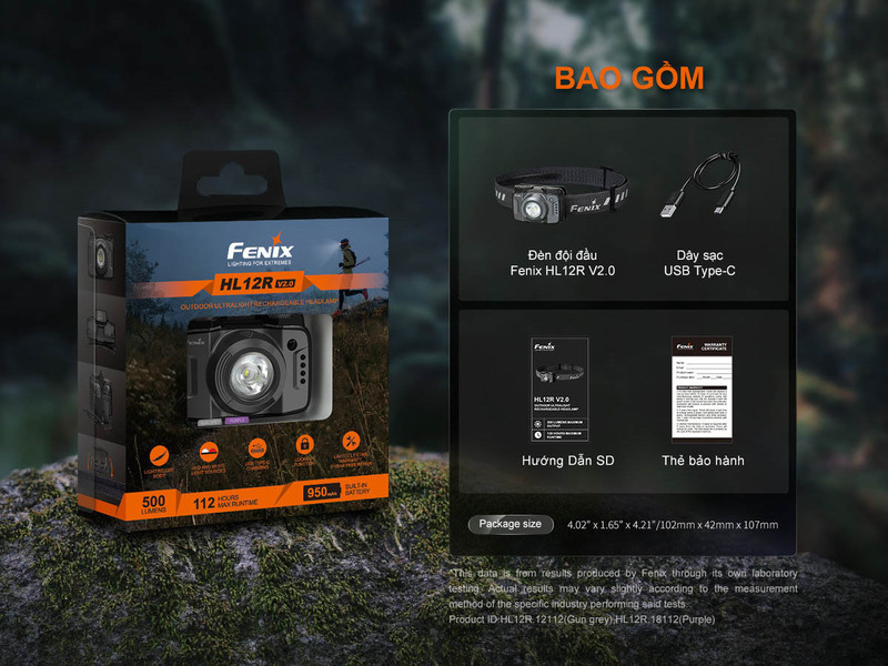 Đèn pin đội đầu Fenix HL12R V2.0 - Vỏ hợp kim nhôm