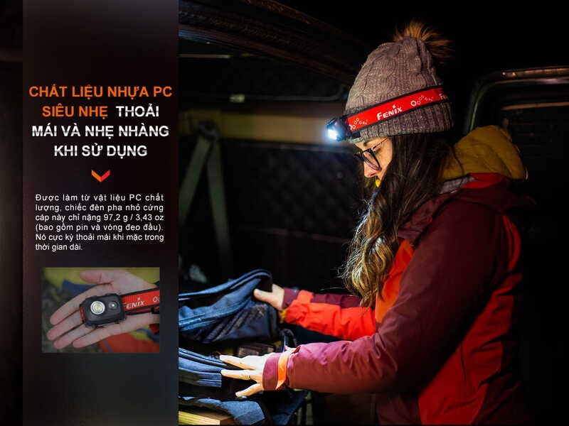 Đèn pin đội đầu chạy bộ siêu nhẹ Fenix HL16