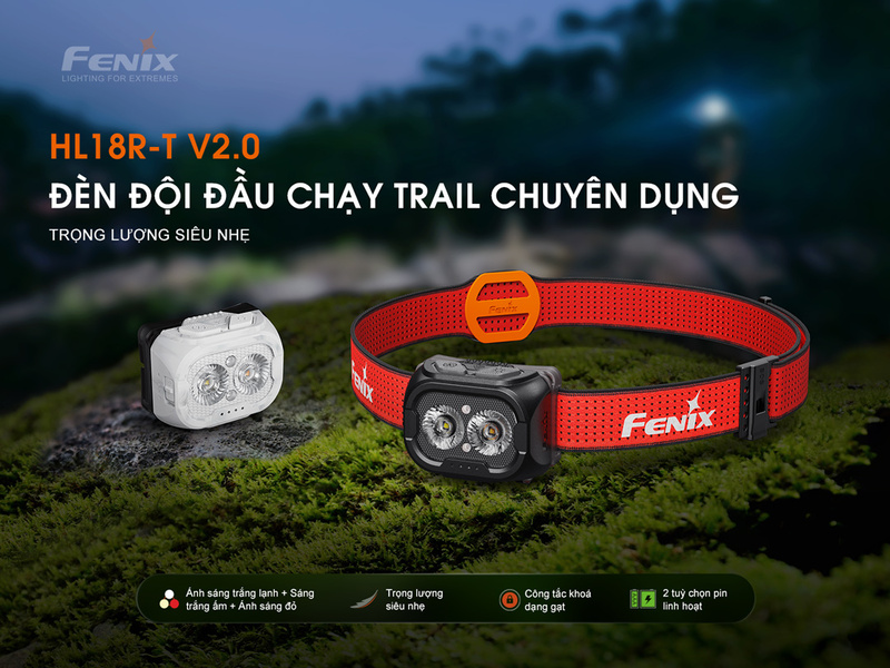 Đèn pin đội đầu Fenix HL18R-T V2.0 - Đèn pin chạy bộ siêu nhẹ