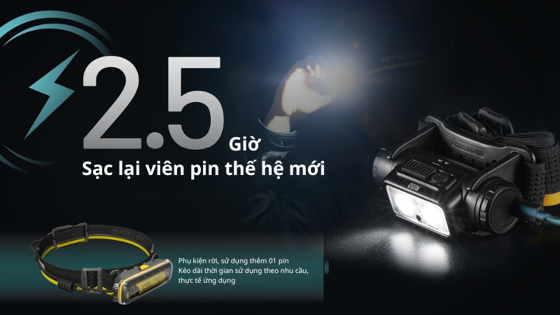 Nitecore NU50 đèn pin đội đầu - Đèn pin sử dụng Li-ion 21700