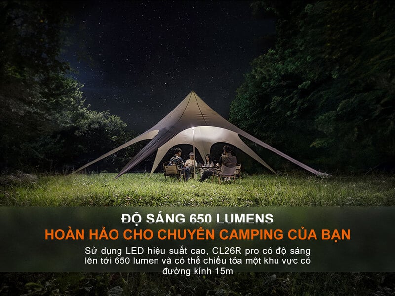 Đèn pin cắm trại sáng 650LM Fenix CL26R