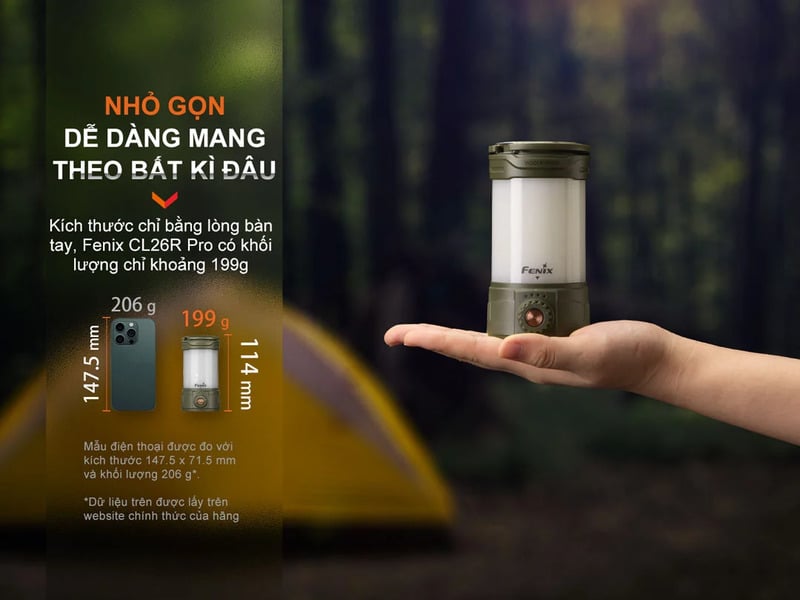 Đèn pin cắm trại sáng 650LM Fenix CL26R