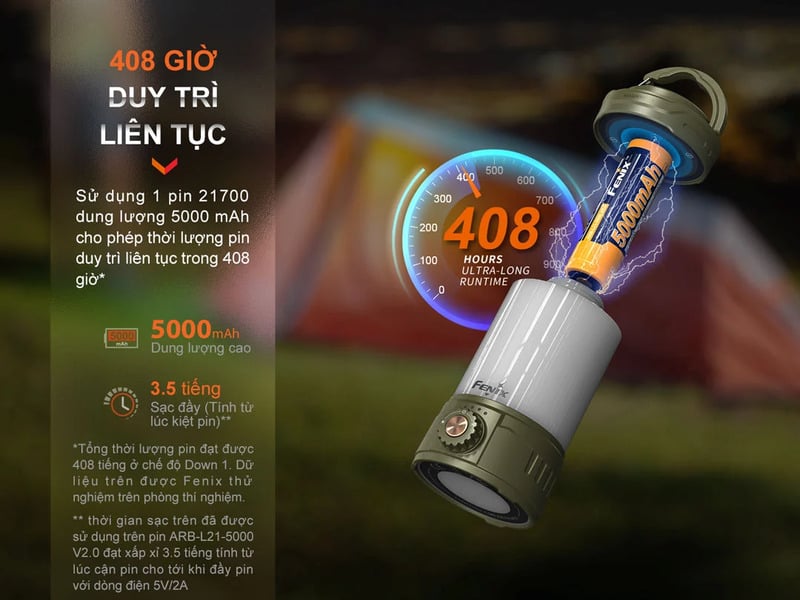 Đèn pin cắm trại sáng 650LM Fenix CL26R