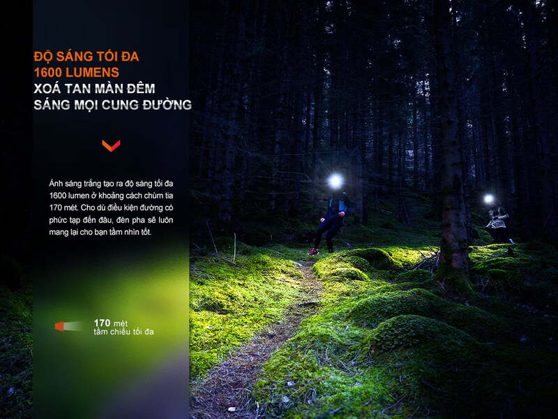 Đèn pin chạy bộ đường dài Fenix HM65R-T V2.0 - Đèn pin đội đầu 1600LM