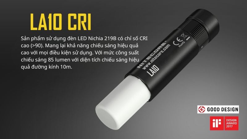 Đèn pin siêu mini Nitecore LA10 cắm trại, dã ngoại, phòng thân