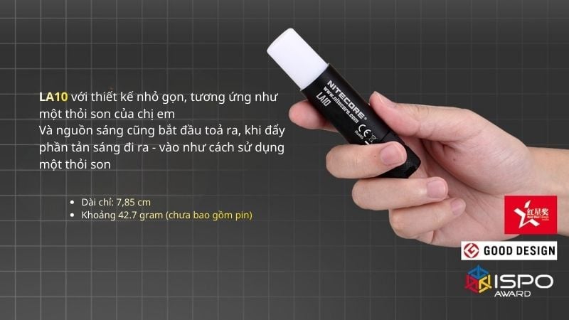 Đèn pin siêu mini Nitecore LA10 cắm trại, dã ngoại, phòng thân