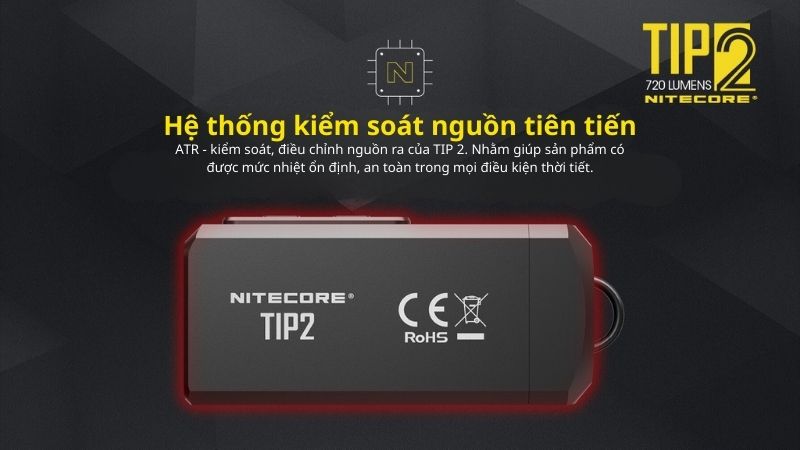 Đèn pin móc khoá Mini Nitecore TIP2 - Đèn pin tự vệ cá nhân đa dụng
