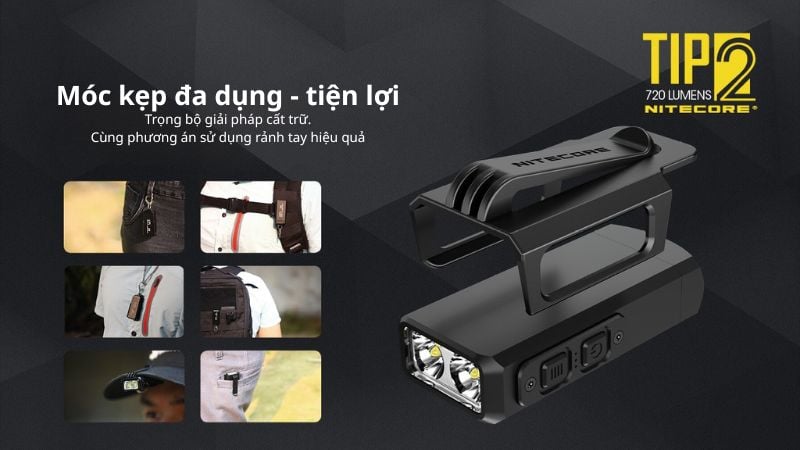 Đèn pin móc khoá Mini Nitecore TIP2 - Đèn pin tự vệ cá nhân đa dụng