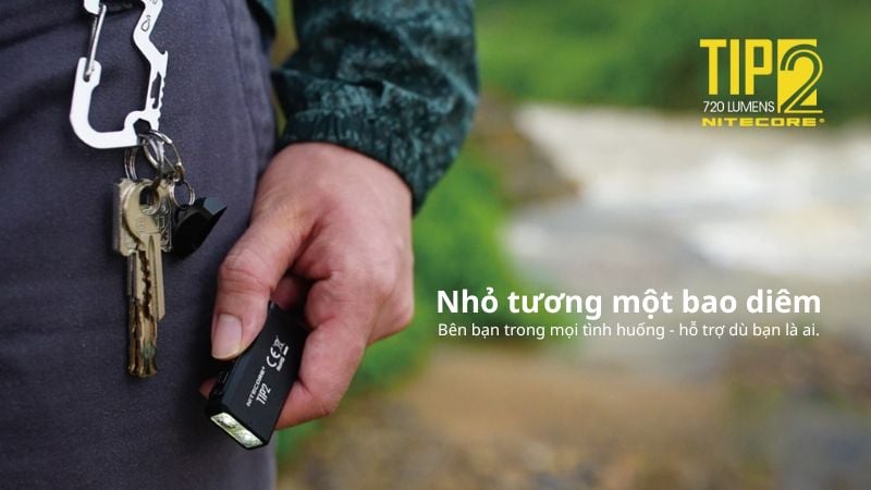 Đèn pin móc khoá Mini Nitecore TIP2 - Đèn pin tự vệ cá nhân đa dụng