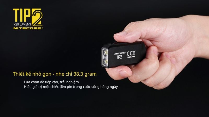 Đèn pin móc khoá Mini Nitecore TIP2 - Đèn pin tự vệ cá nhân đa dụng