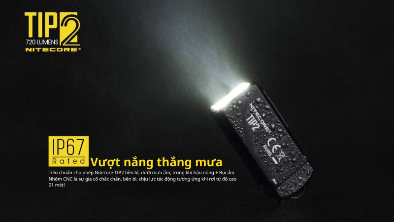 Đèn pin móc khoá Mini Nitecore TIP2 - Đèn pin tự vệ cá nhân đa dụng