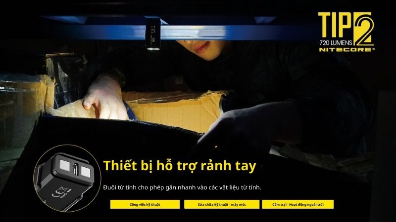 Đèn pin móc khoá Mini Nitecore TIP2 - Đèn pin tự vệ cá nhân đa dụng