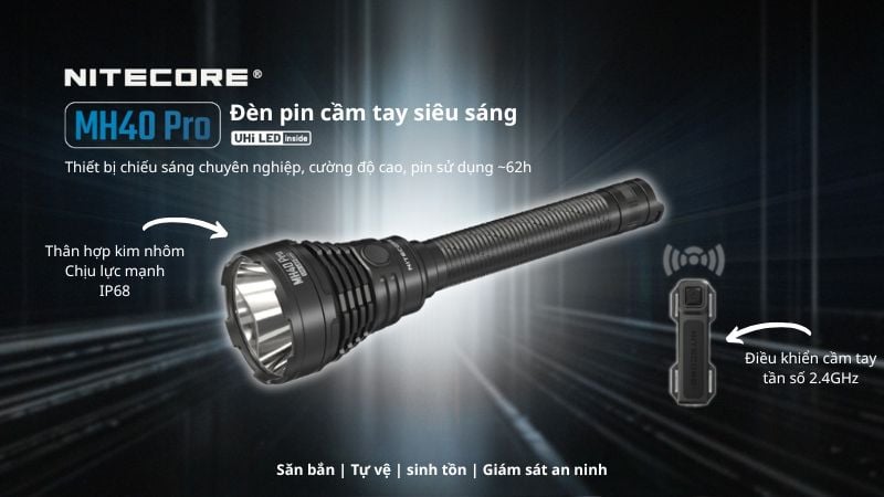 Đèn pin tác chiến siêu sáng Nitecore MH40 Pro
